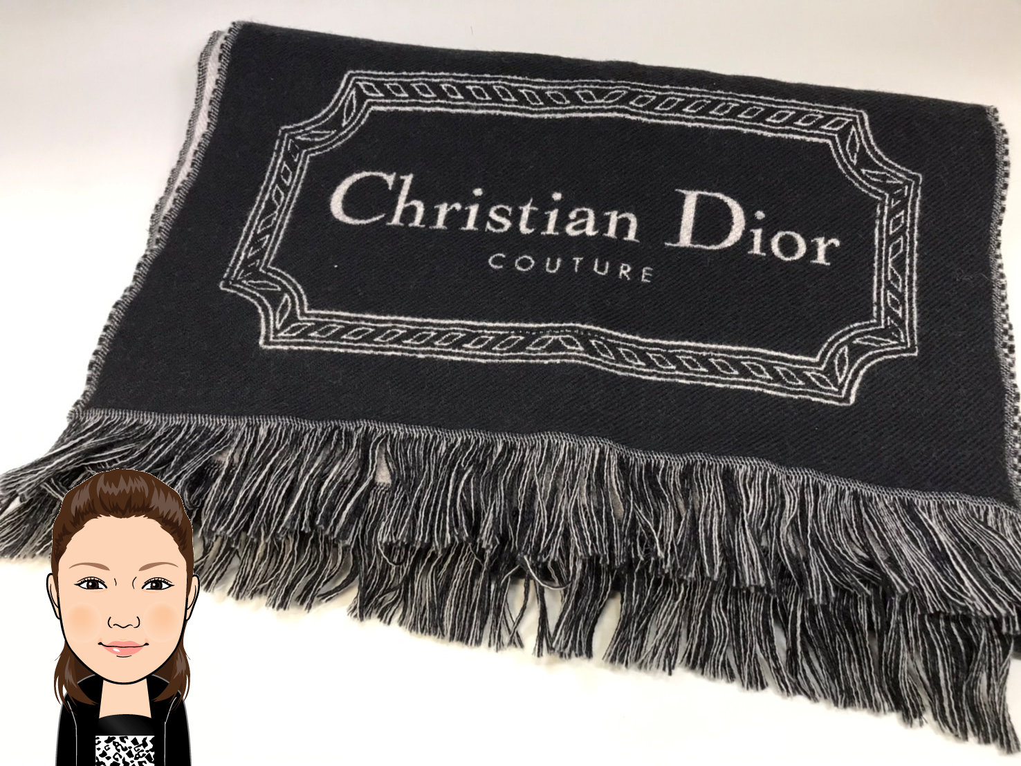 C.Dior 【クリスチャンディオール】  ロゴ ウール マフラー 画像1