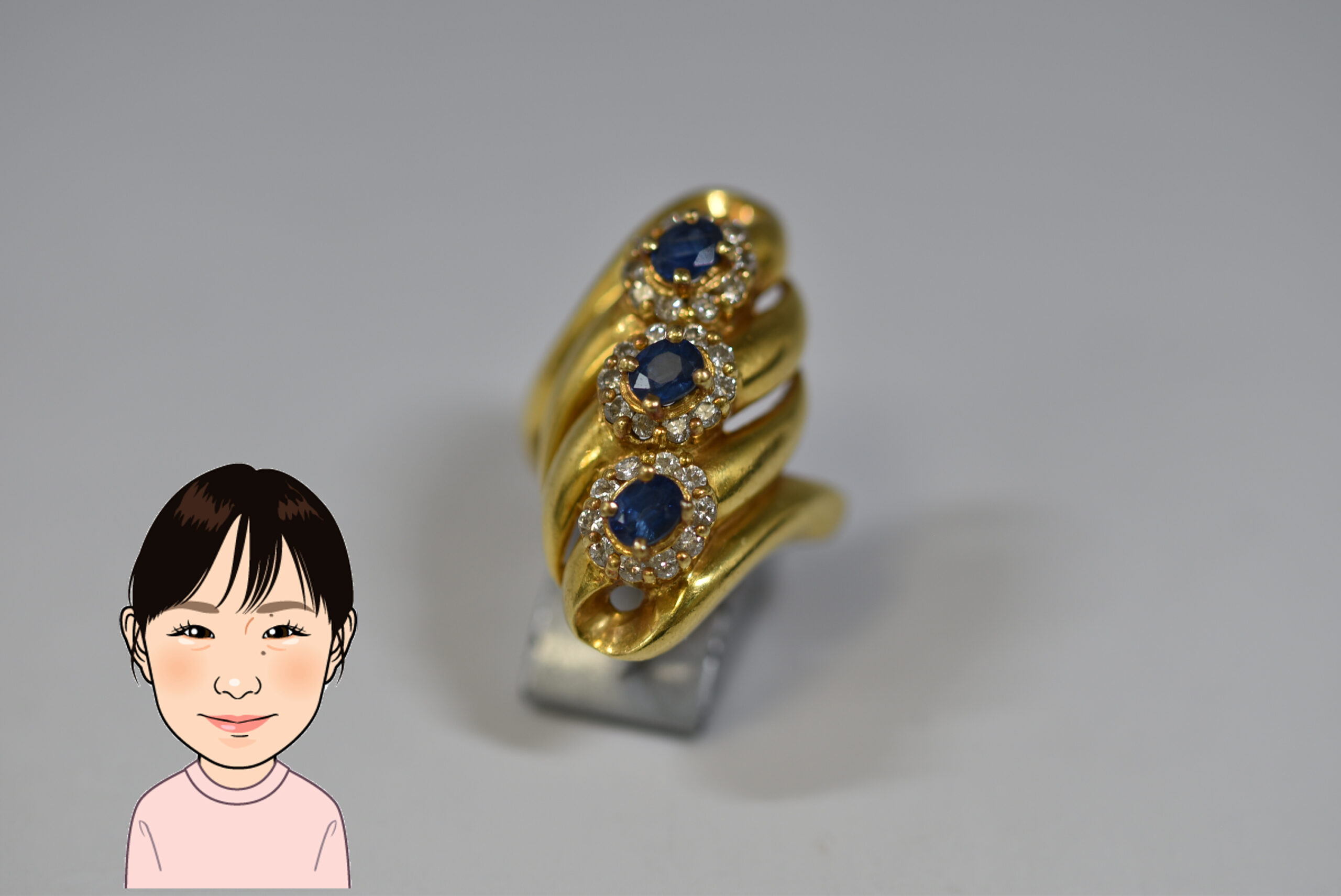 K18 18金 ダイヤモンド サファイヤ 指輪 画像1