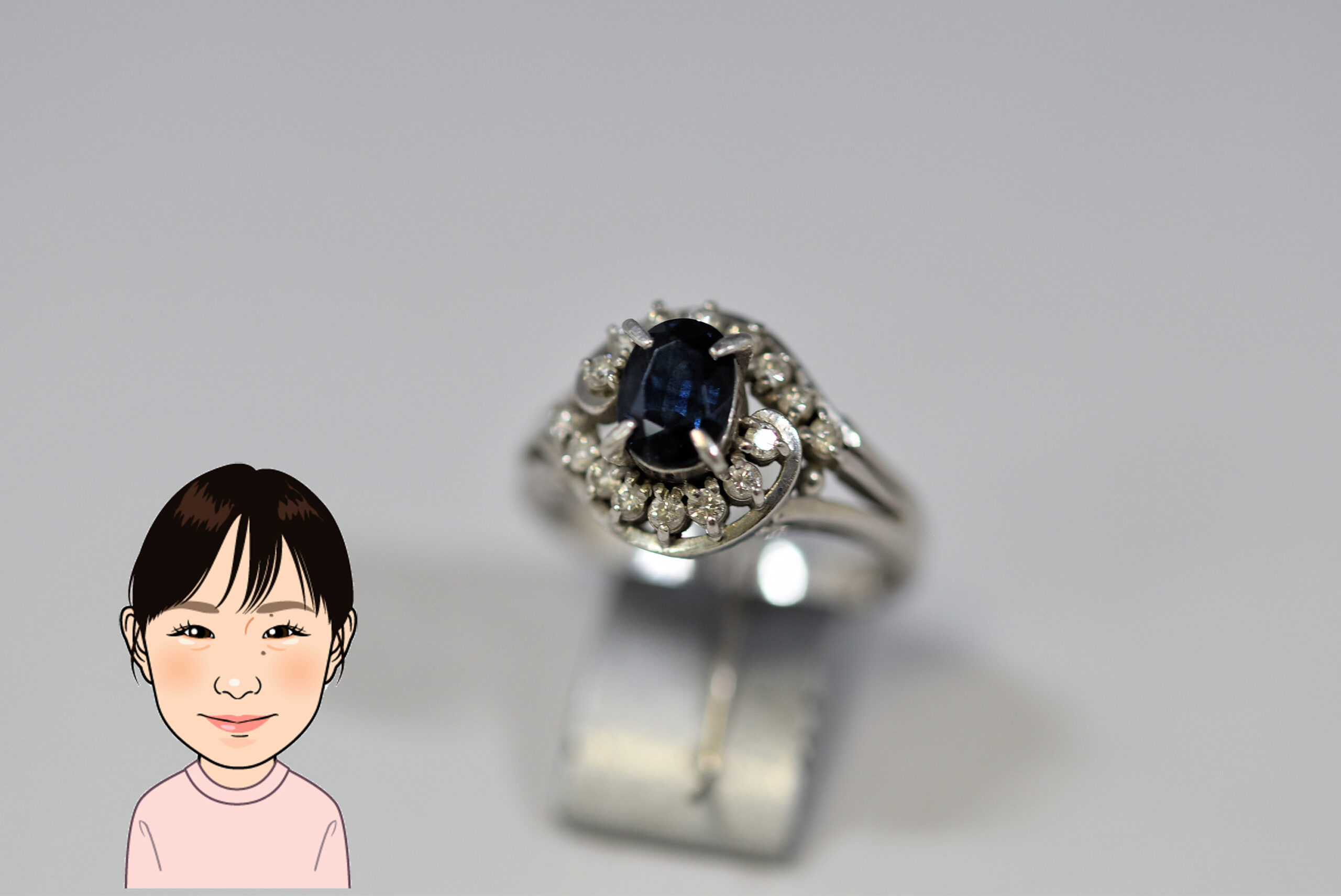Pt900 プラチナ サファイア ダイヤモンド 指輪 画像1