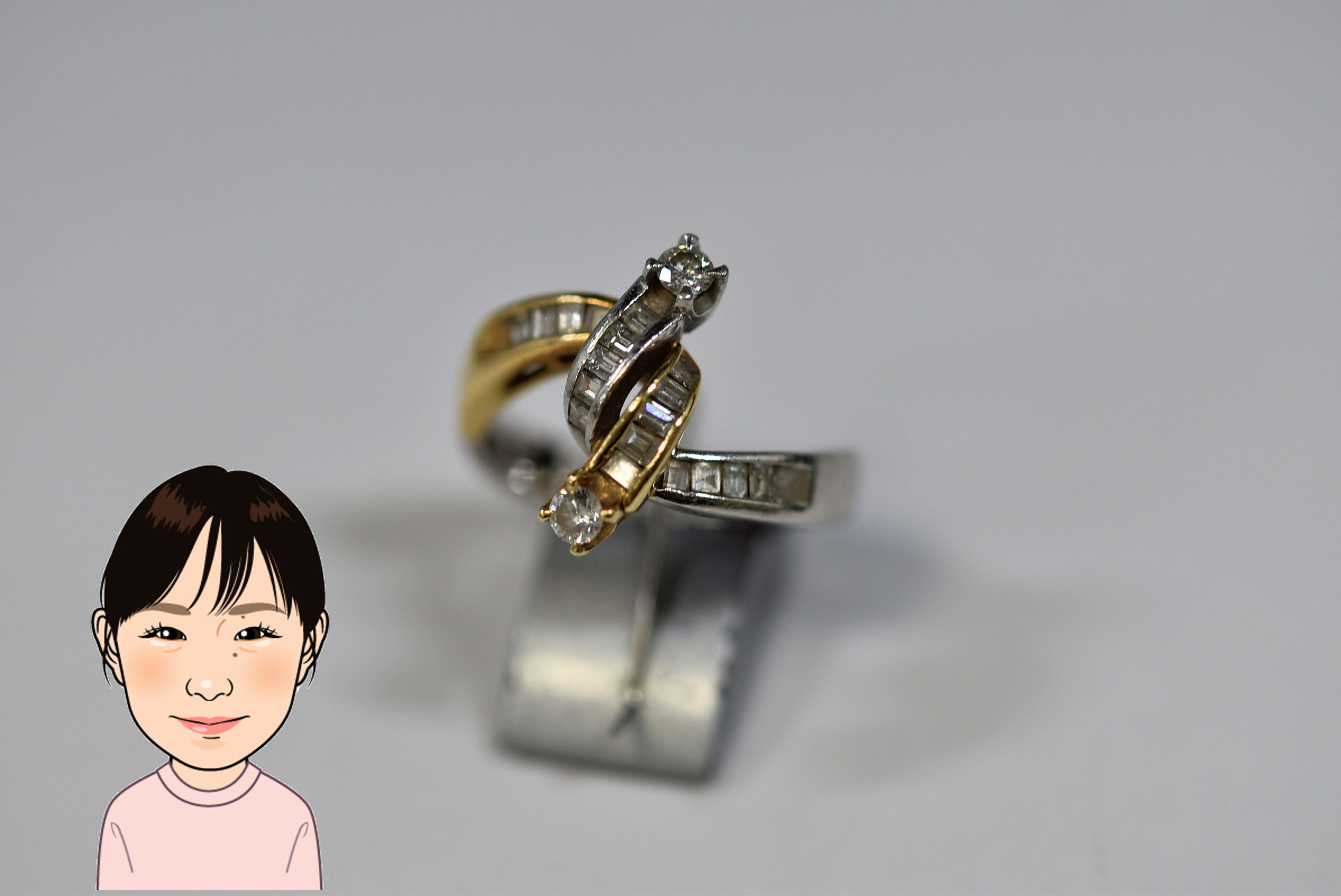 K18/Pt900 18金/プラチナ ダイヤモンド 指輪 画像1