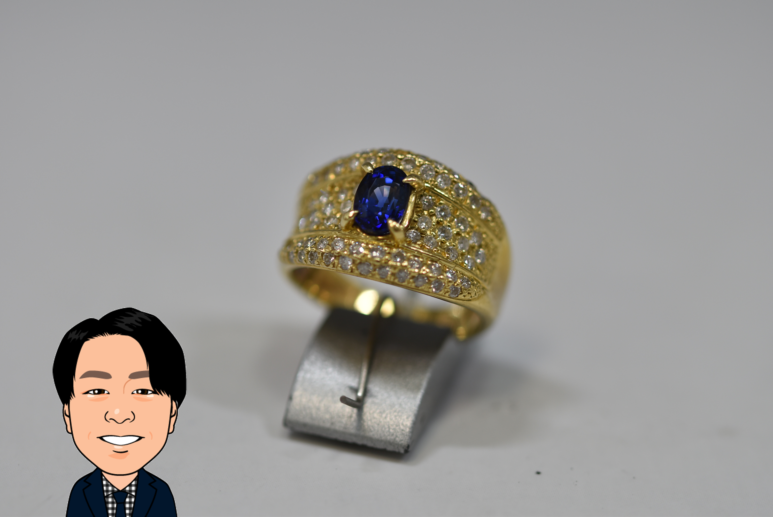 K18 18金 サファイヤ ダイヤモンド 指輪 画像1