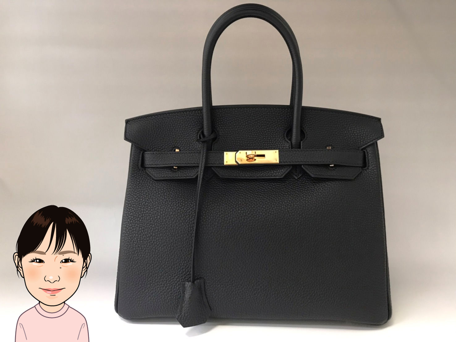 HERMES 【エルメス】 バーキン30 黒 トゴ ピンクゴールド金具 画像1