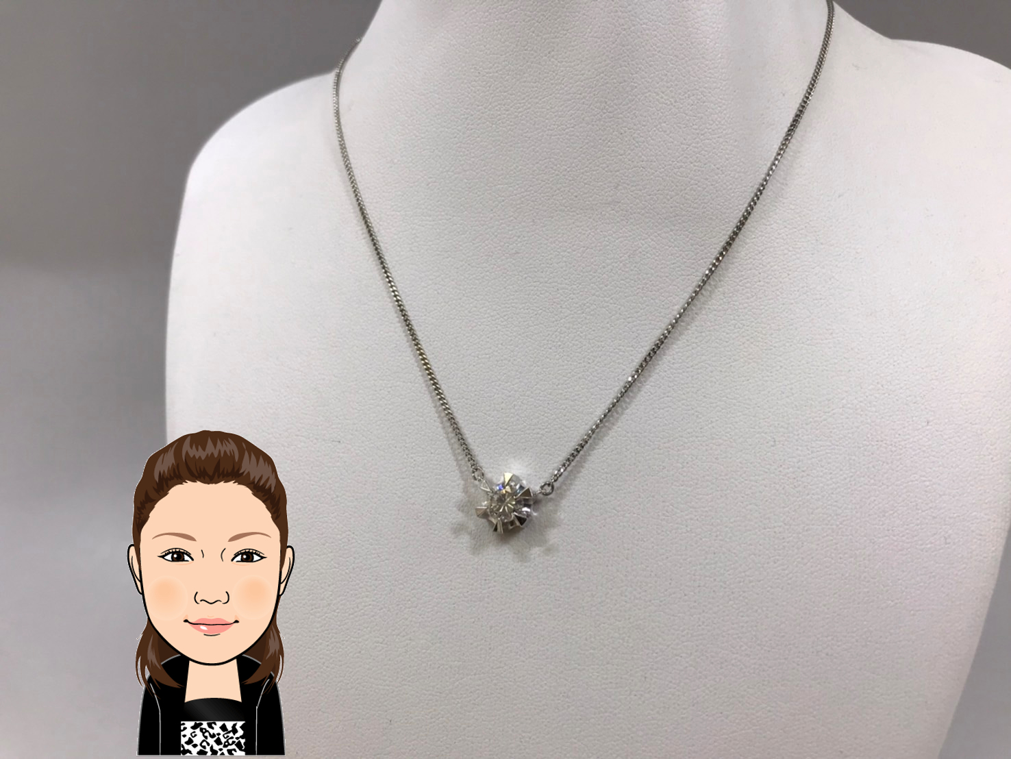 Pt850 【プラチナ】 ダイヤモンド プチネックレス 画像1