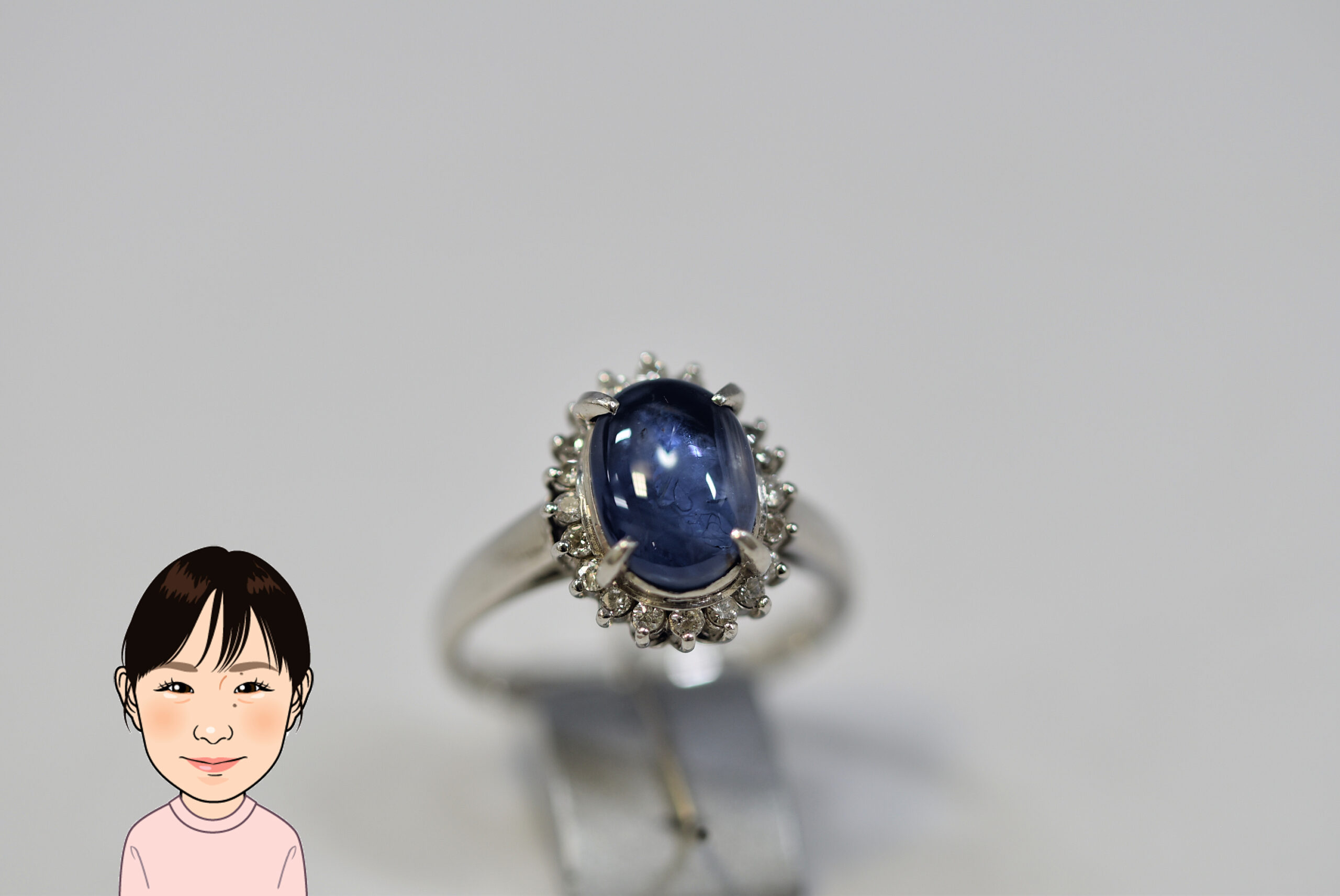 Pt850 プラチナ スターサファイア ダイヤモンド 指輪 画像1