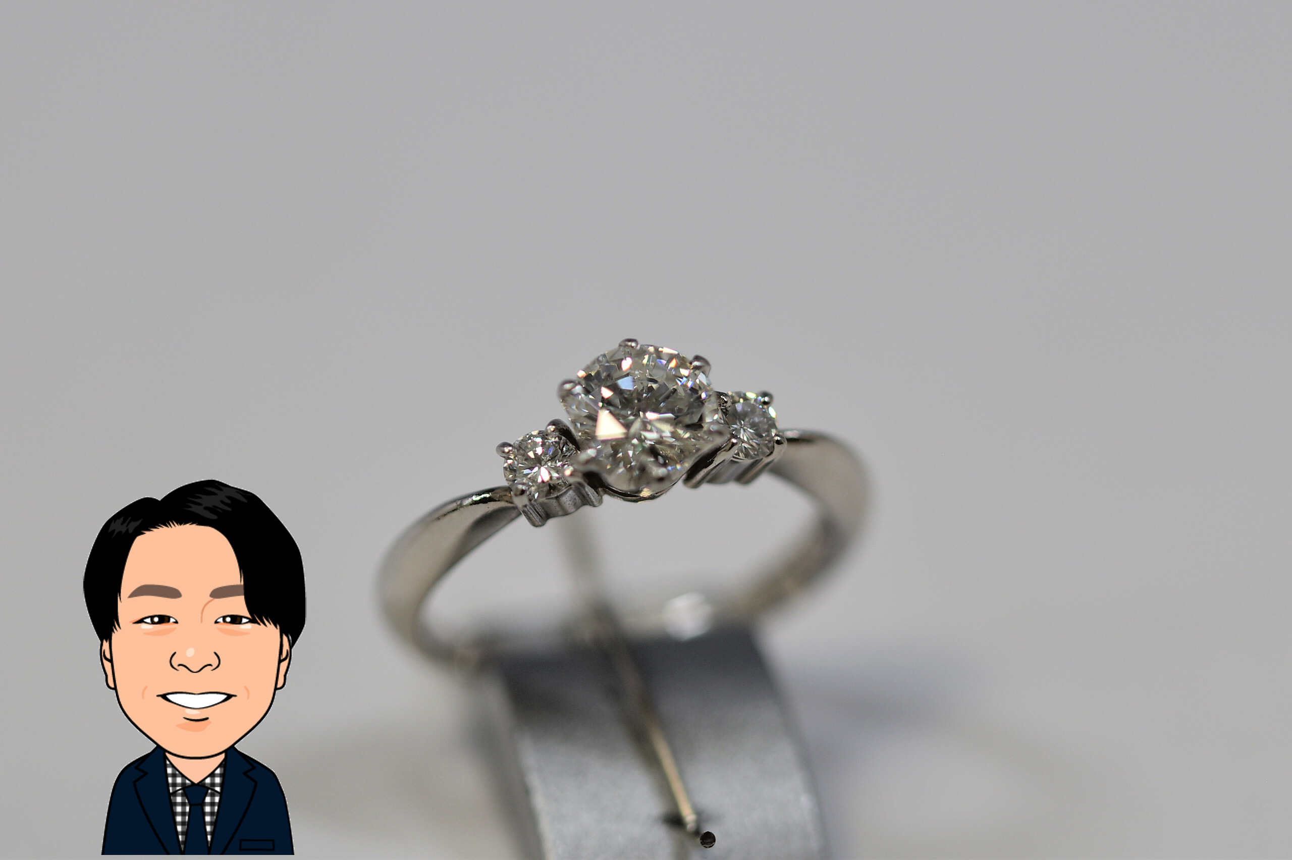 Pt900 プラチナ ダイヤモンド 立爪指輪 画像1