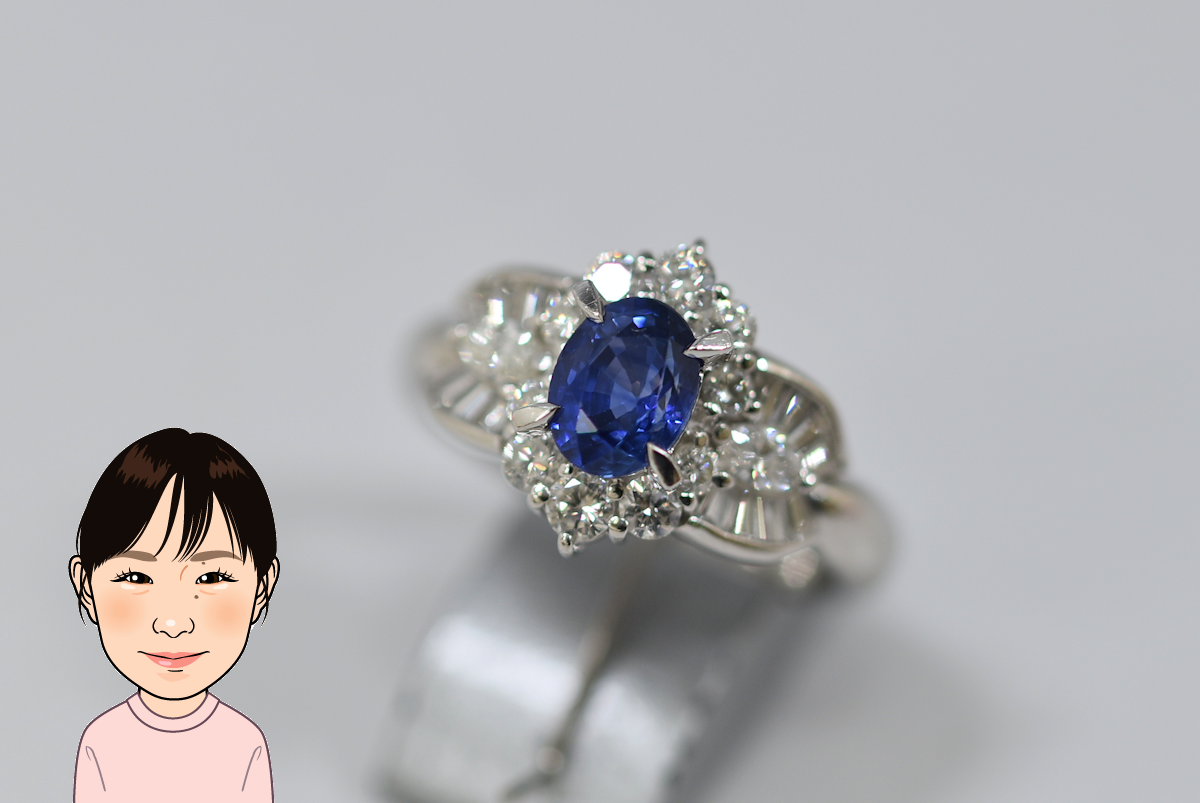 Pt900 プラチナ サファイア ダイヤモンド 指輪 画像1