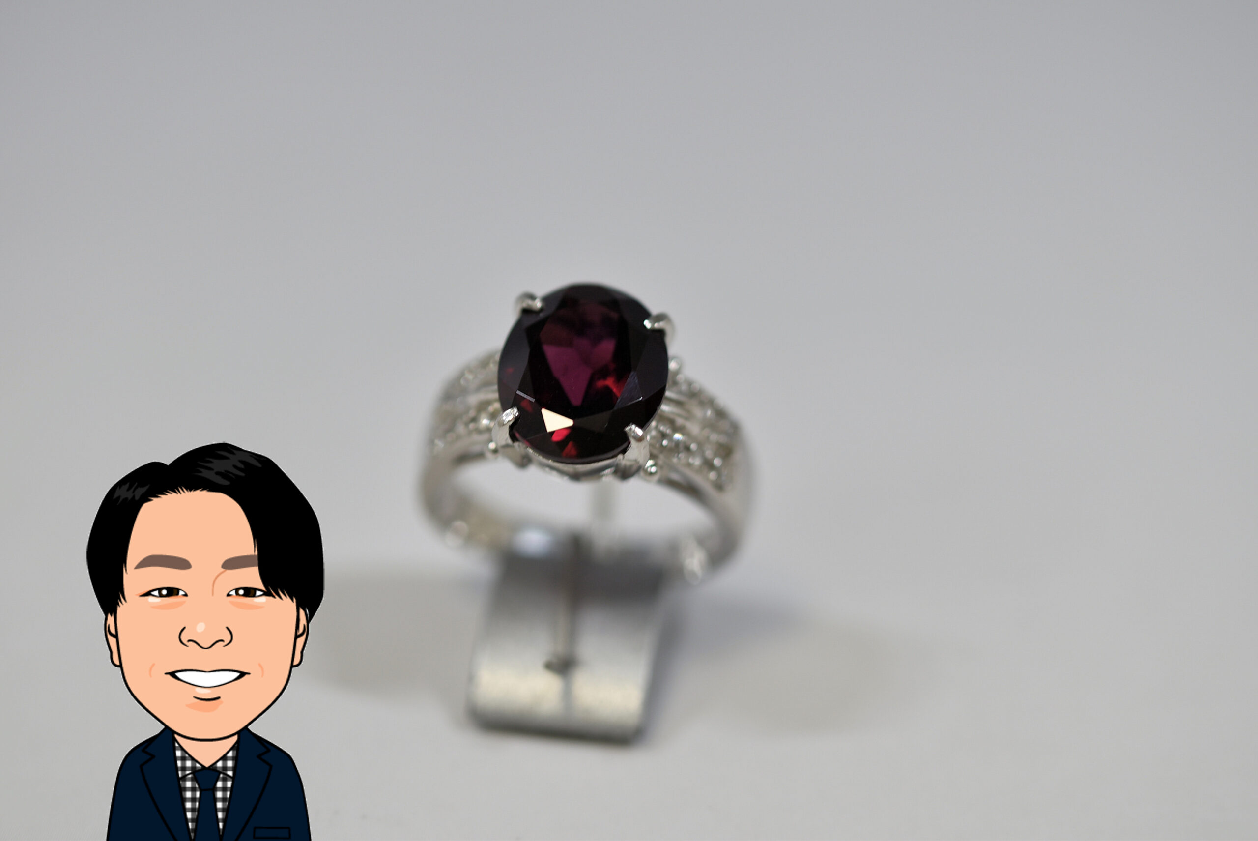 Pt900 プラチナ ガーネット ダイヤモンド 指輪 画像1