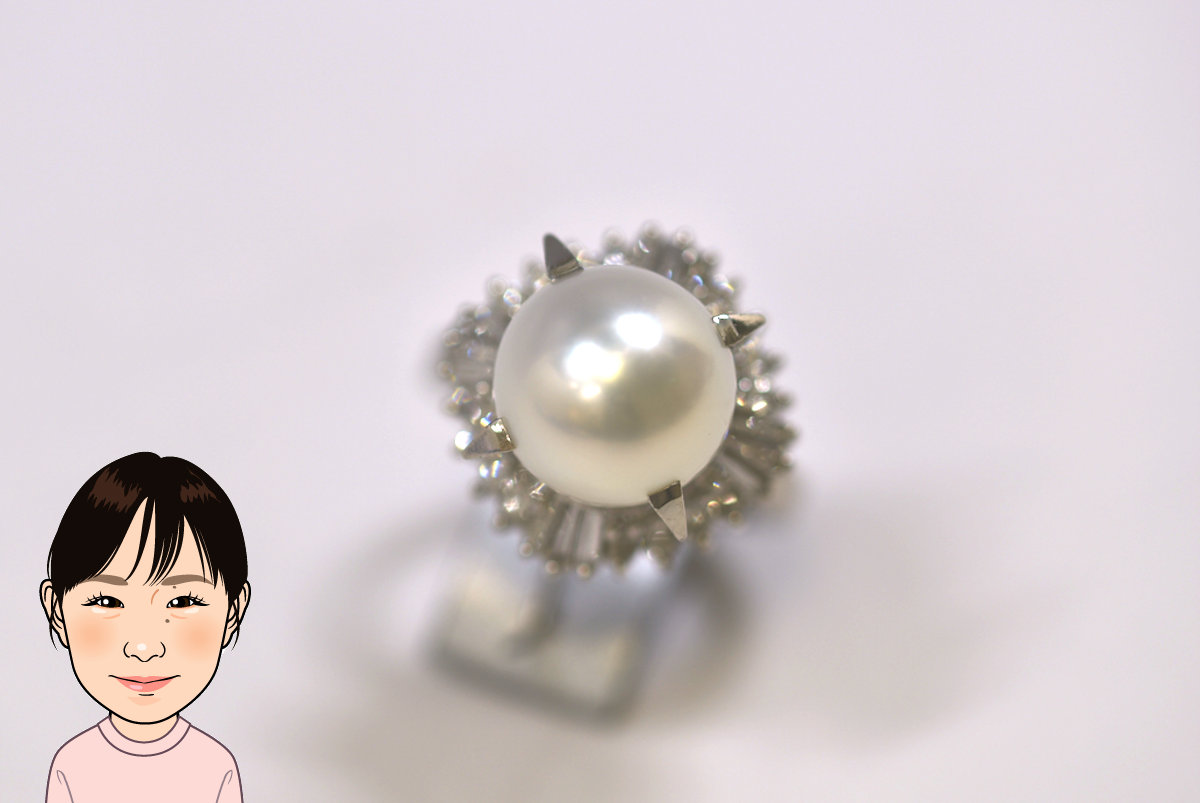 Pt900 プラチナ パール ダイヤモンド 指輪 画像1