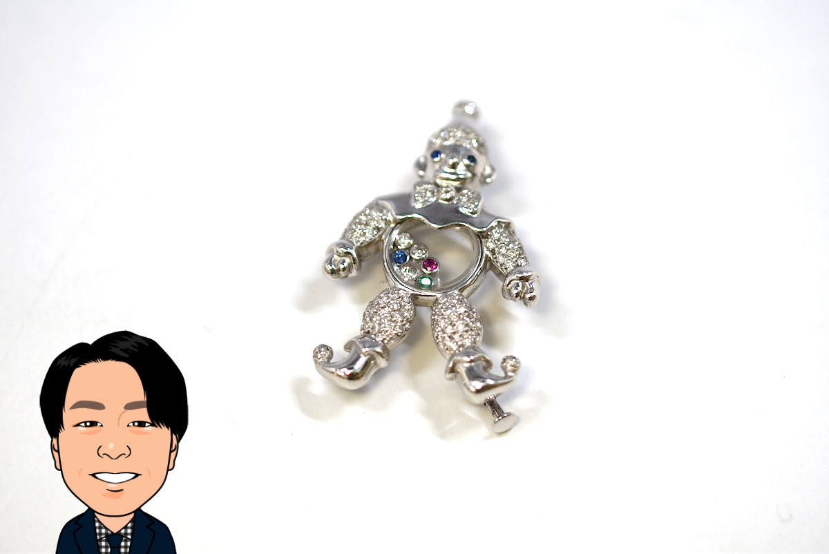 K18WG 18金 ダイヤモンド マルチカラー ペンダントトップ 画像1