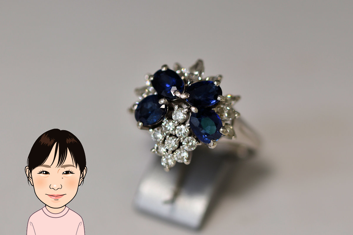 Pt900 プラチナ サファイア ダイヤモンド 指輪 画像1