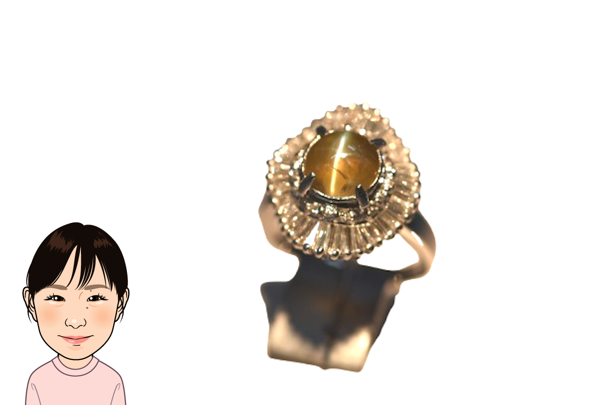 Pt900 【プラチナ】 キャッツアイ ダイヤモンド 指輪 画像1