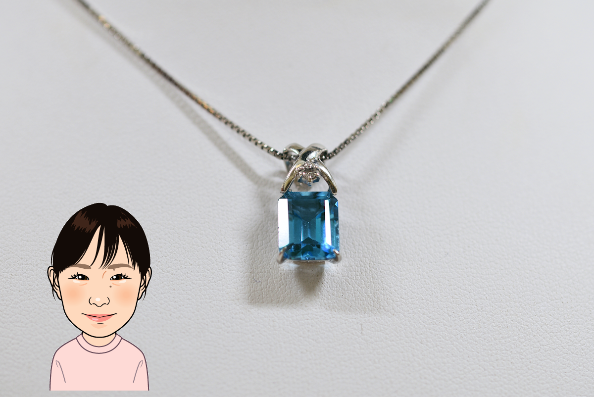 Pt850/900 【プラチナ】 ブルートパーズ ダイヤモンド ネックレス 画像1