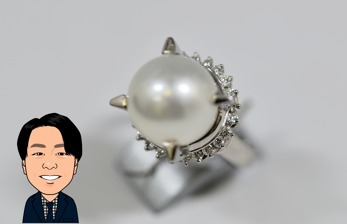 Pt900 プラチナ パール ダイヤモンド 指輪 画像1