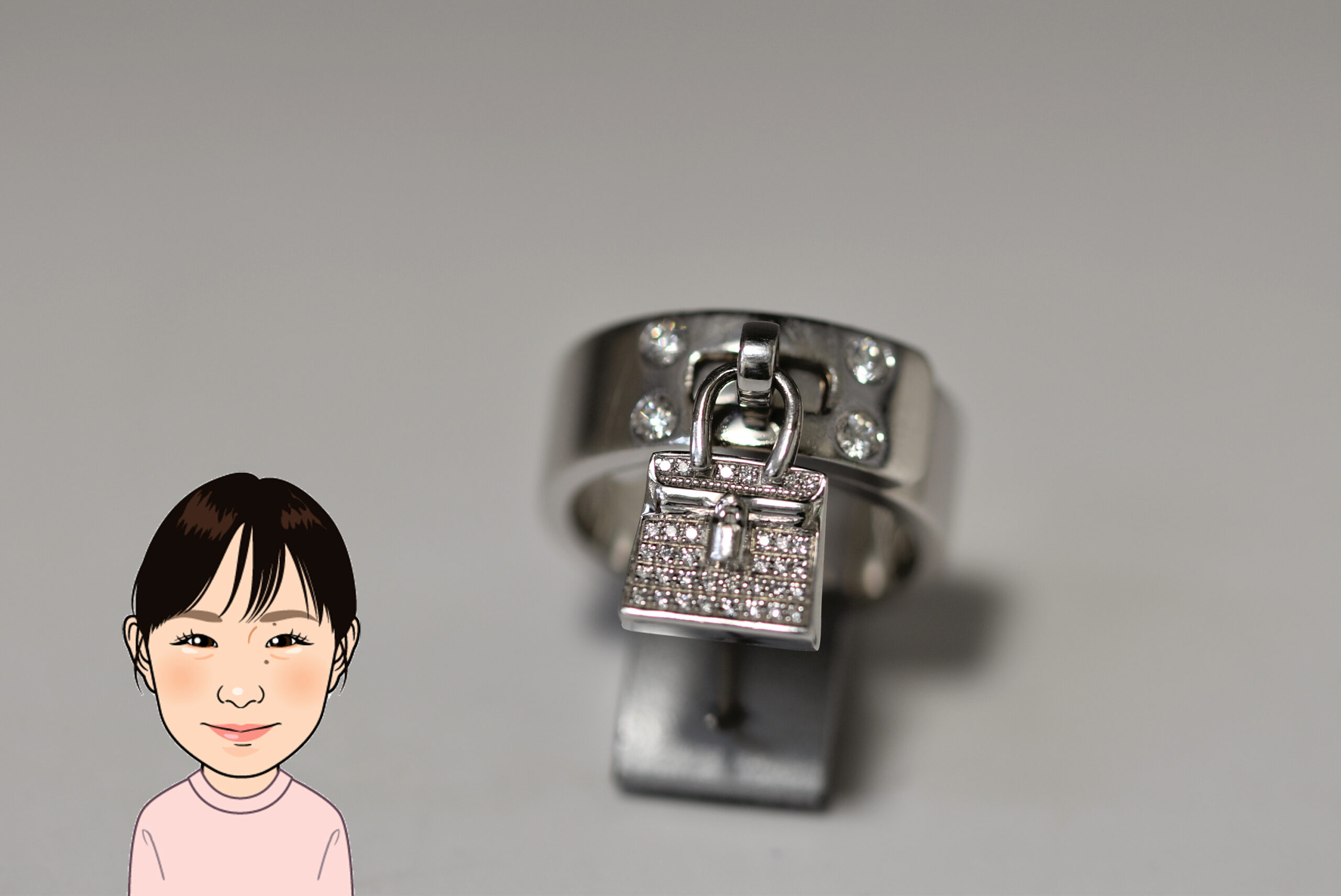 HERMES 【エルメス】 K18WG アミュレットバーキン リング 画像1
