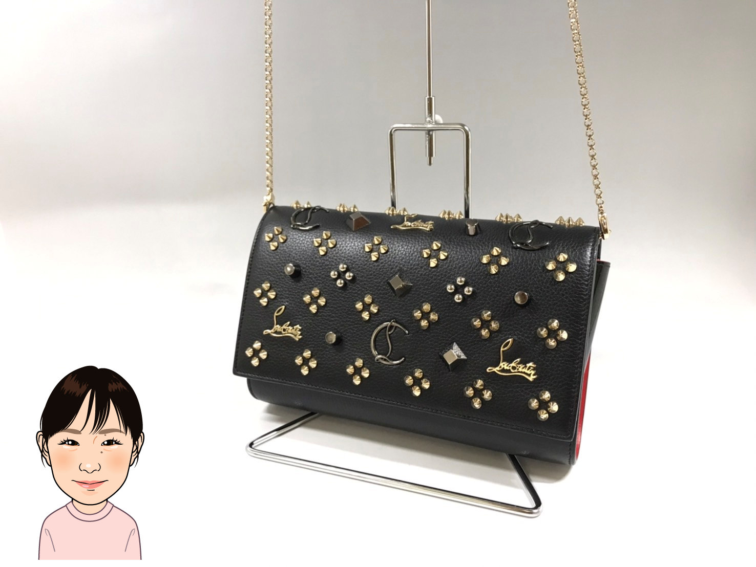 Christian Louboutine 【クリスチャンルブタン】 スタッズ付き チェーンウォレット 画像1