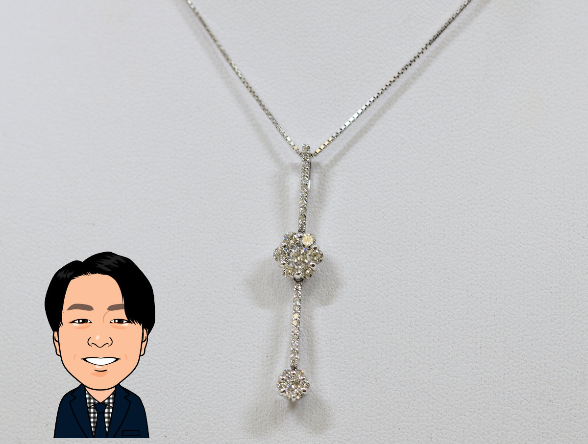 K18WG ホワイトゴールド ダイヤモンド ネックレス 画像1