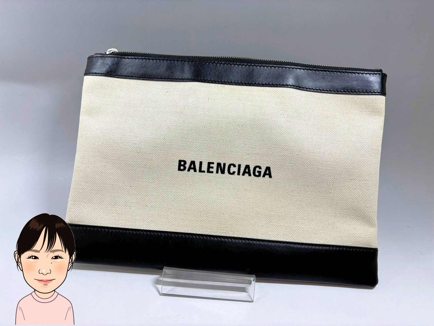 BALENCIAGA 【バレンシアガ】 ネイビークリップ クラッチバッグ 画像1