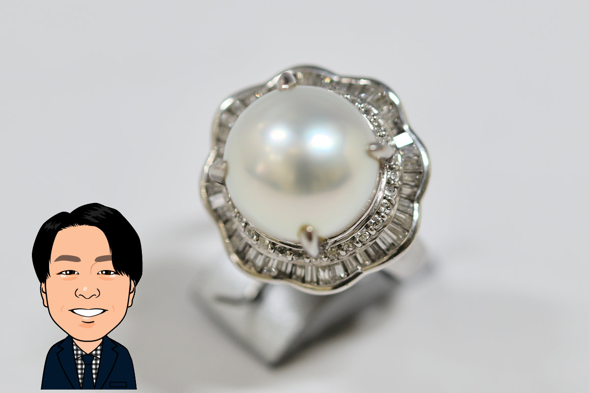 Pt900 【プラチナ】 パール ダイヤモンド 指輪 画像1