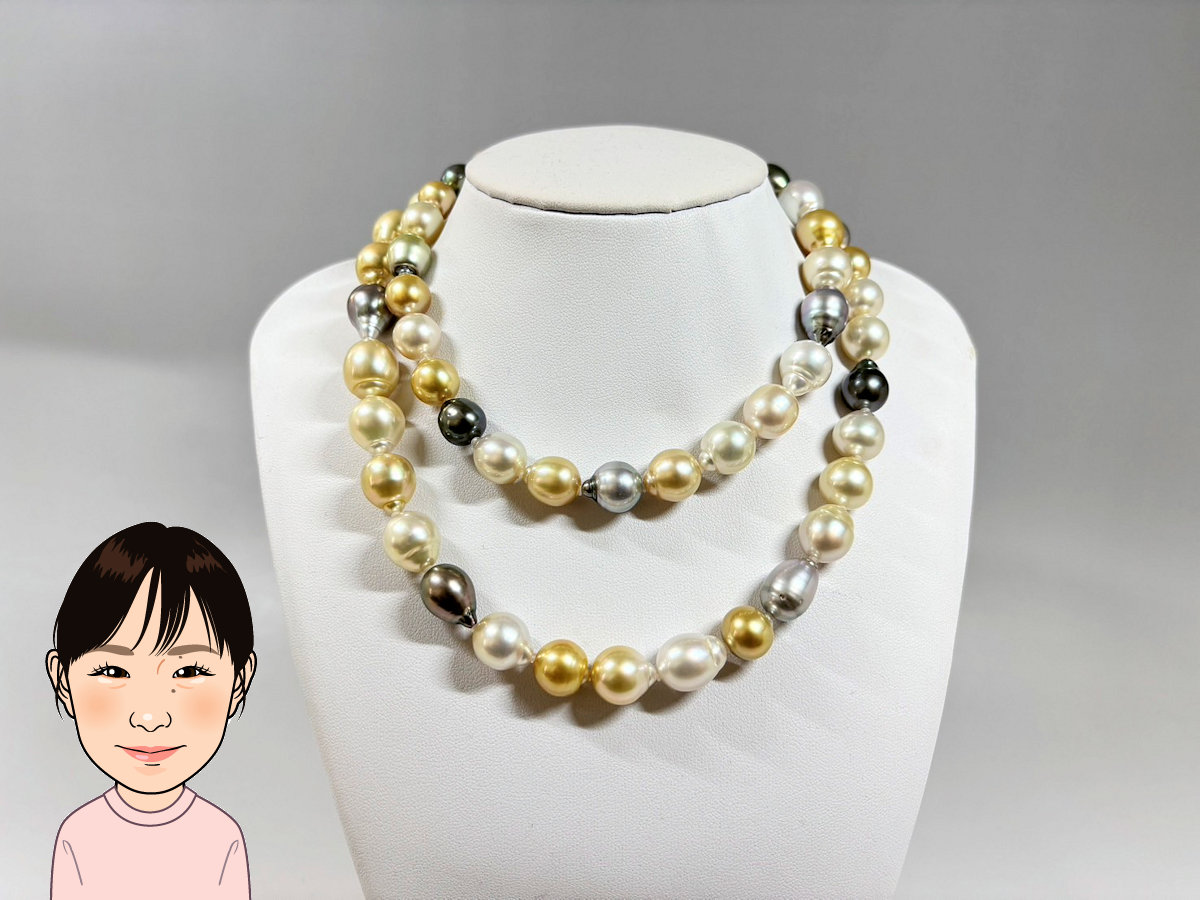 SV留具 ゴールデンパール マルチ ロングネックレス 画像1