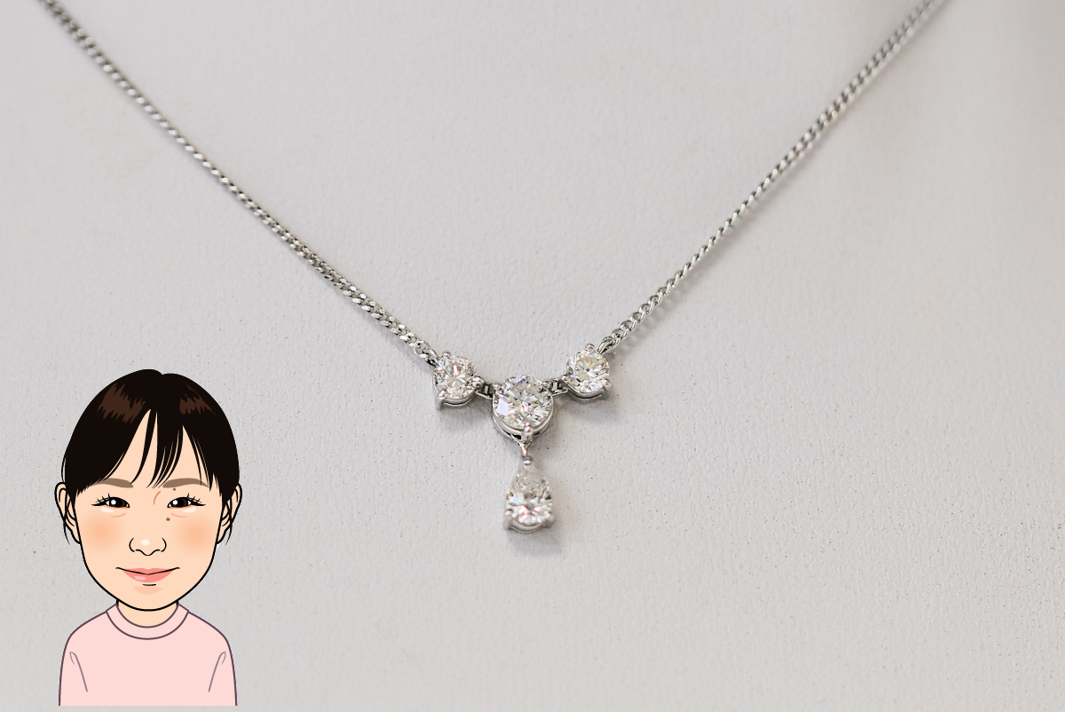 ダイヤモンドプチネックレス Pt900 0.36ct Pt850 チェーン (Type-BD)