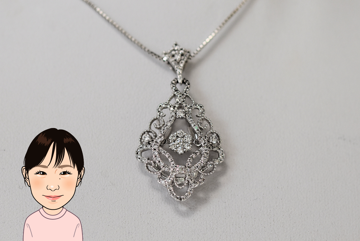 K18WG ホワイトゴールド ダイヤモンド ネックレス 画像1