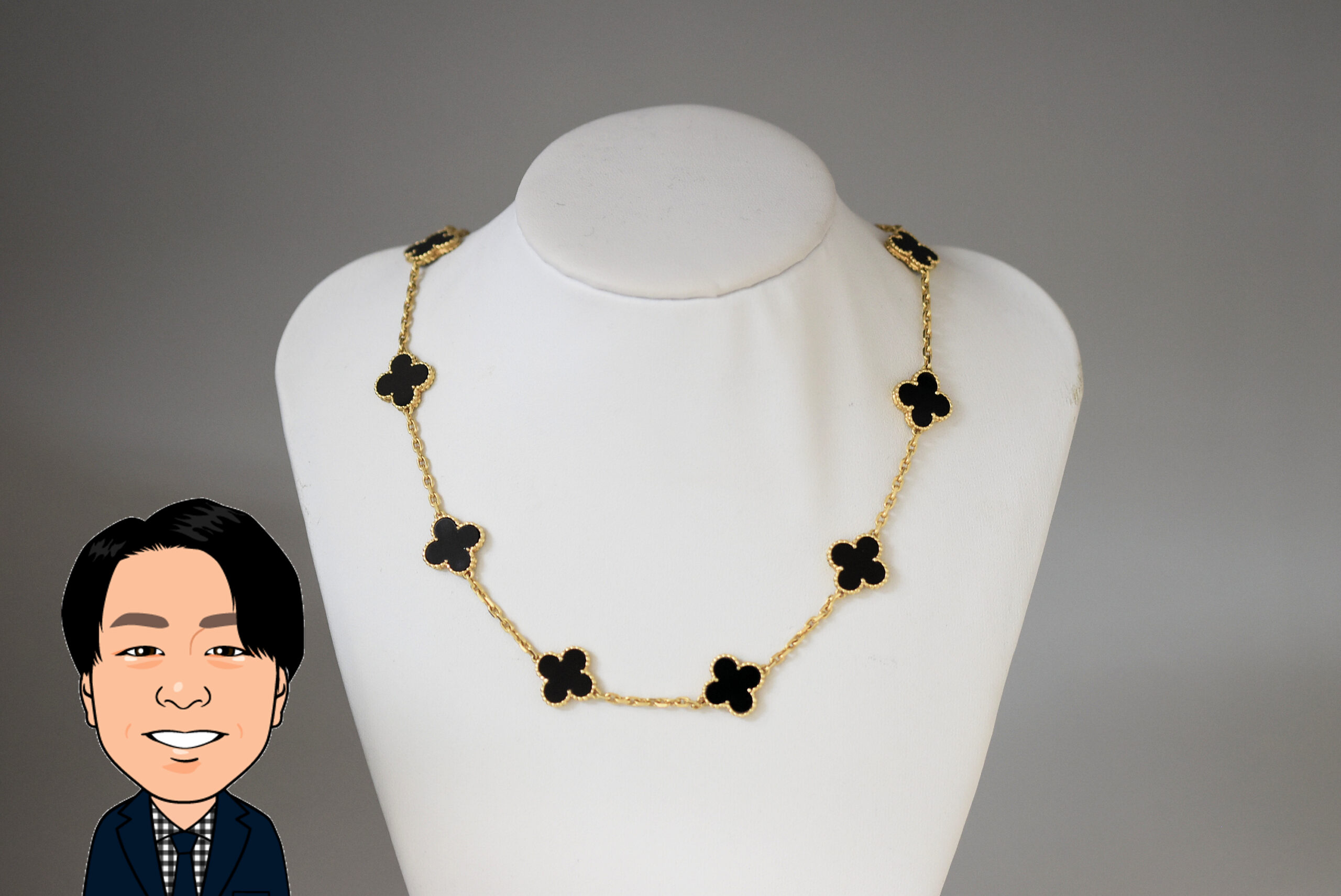 Van Cleef & Arpels【ヴァンクリーフ&アーペル】 ヴィンテージアルハンブラ オニキス10P ネックレス 画像1
