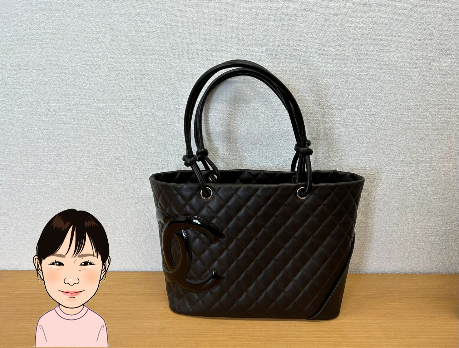 CHANEL 【シャネル】 茶色 ラムスキン カンボントート ラージ 画像1