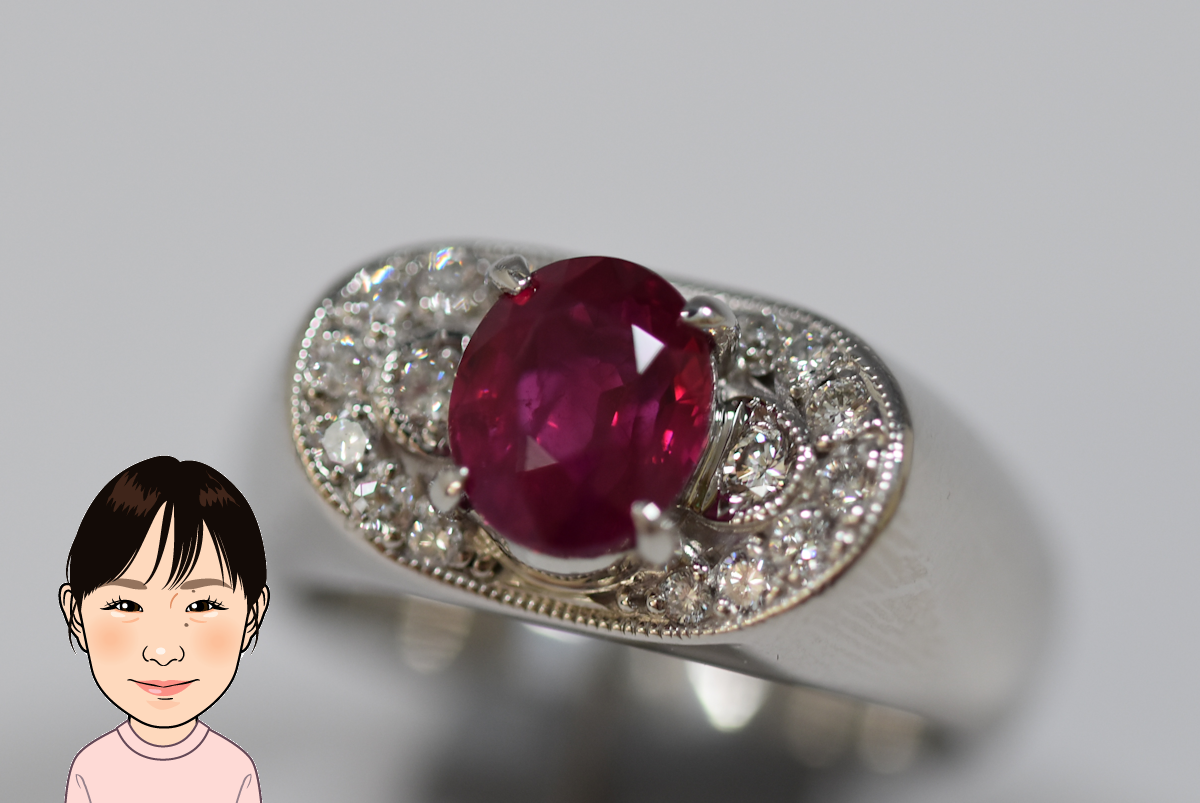 Pt900 プラチナ ルビー ダイヤモンド 指輪 画像1