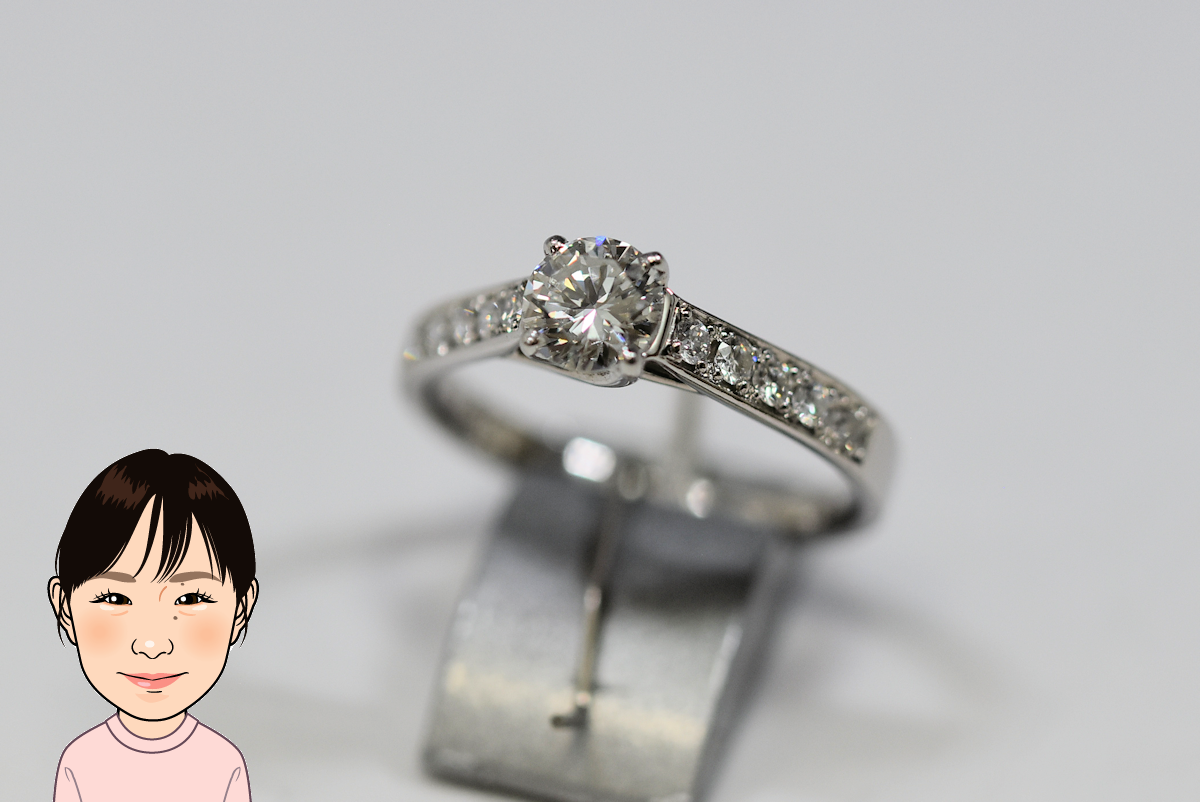 Pt900 プラチナ ダイヤモンド 立石指輪 婚約指輪 画像1
