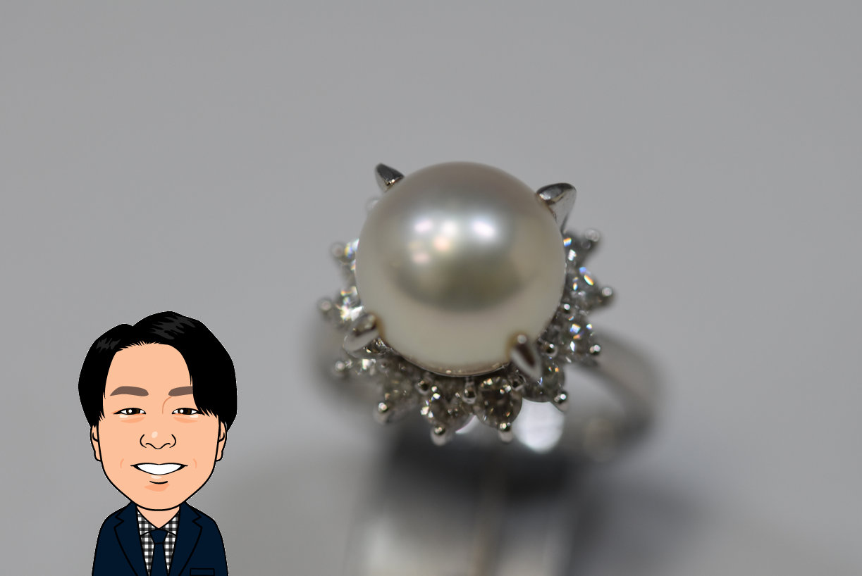 Pt900 【プラチナ】 パール 真珠 ダイヤモンド 指輪 画像1