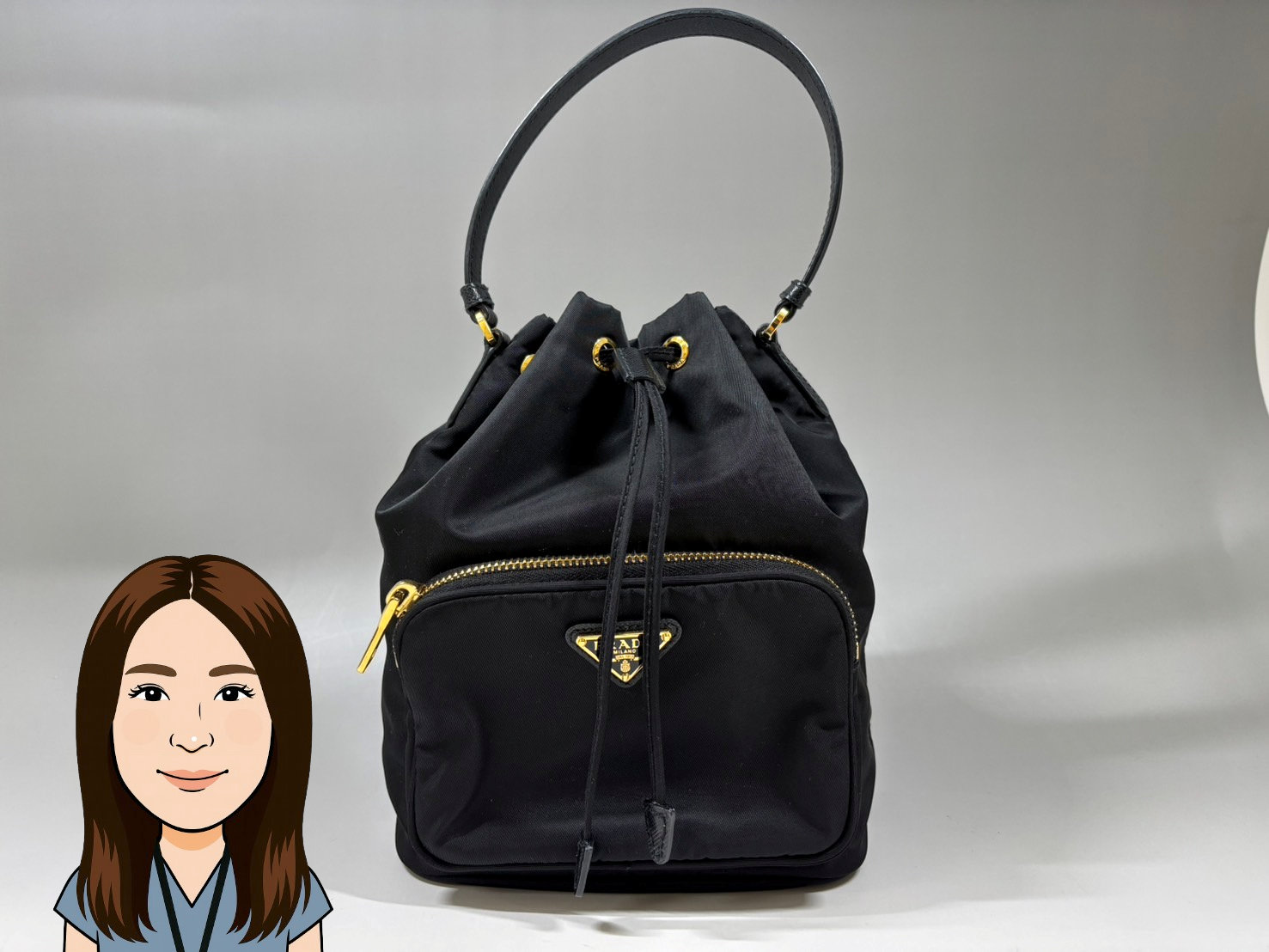 PRADA 【プラダ】 ナイロン×革 巾着バッグ 画像1