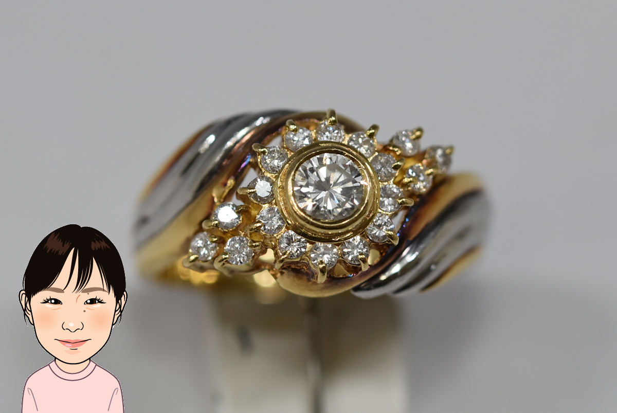 K18/Pt900 【18金/プラチナ】 ダイヤモンド 指輪 画像1