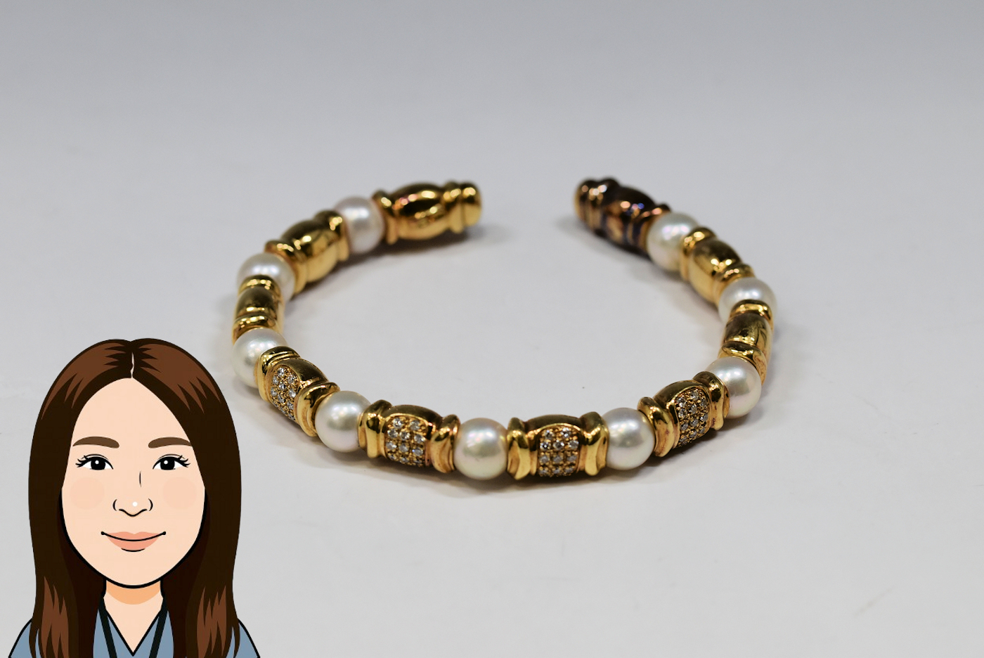 K18 18金 パール ダイヤモンド付き ブレスレット 画像1