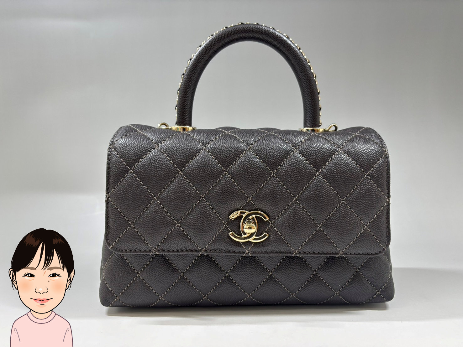 CHANEL 【シャネル】 キャビアスキン 茶色 ココハンドルXS 画像1