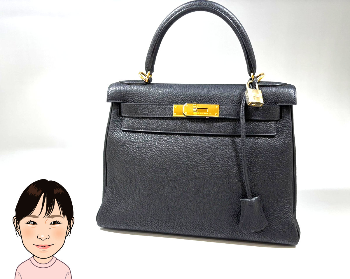 HERMES 【エルメス】 黒トゴ ケリー28 内縫い ゴールド金具 画像1