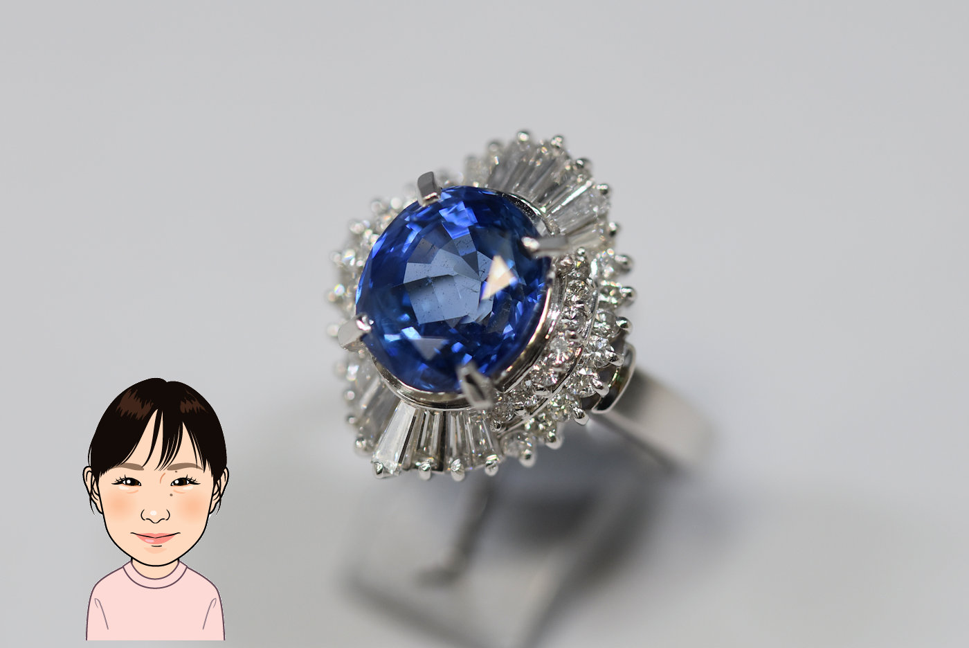 Pt900 【プラチナ】 サファイア ダイヤモンド 指輪 画像1