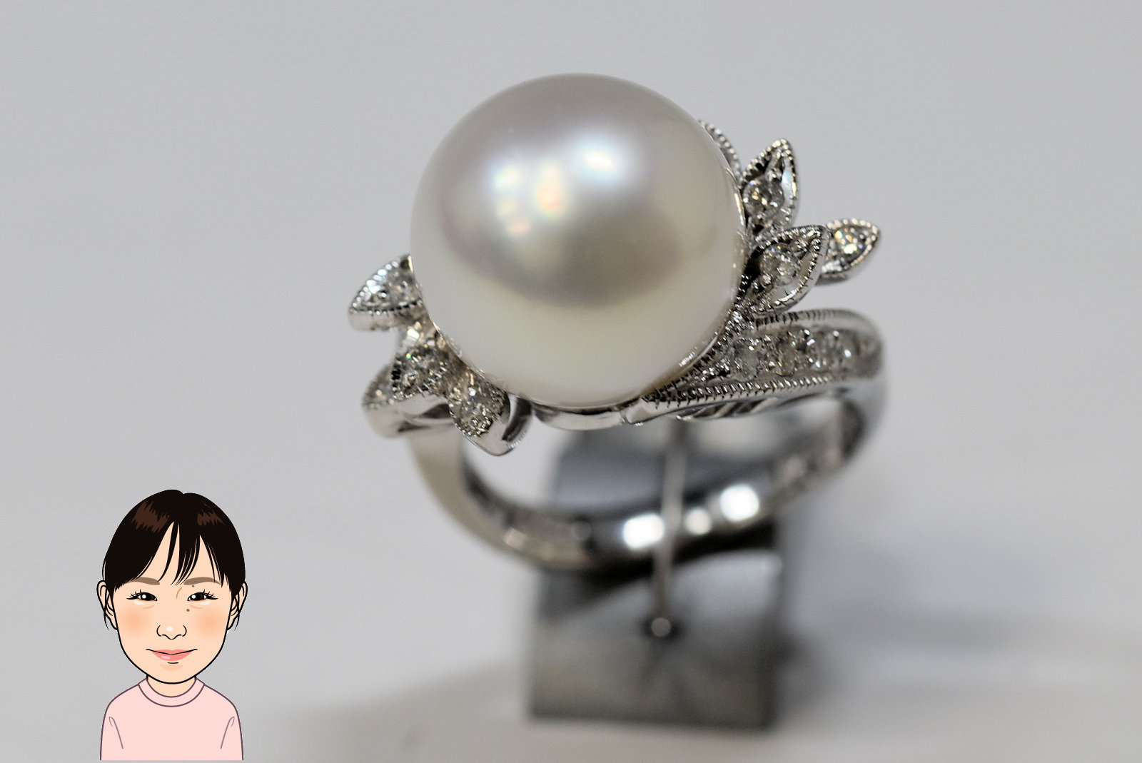 Pt900 【プラチナ】 パール ダイヤモンド 指輪 画像1