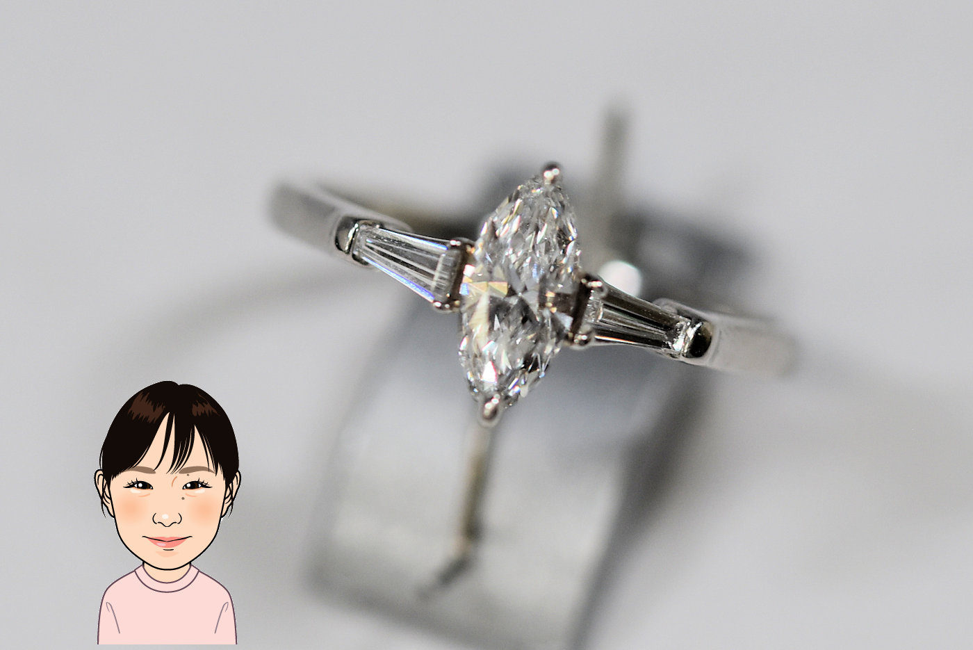 Pt900 【プラチナ】 ダイヤモンド マーキス 指輪 画像1