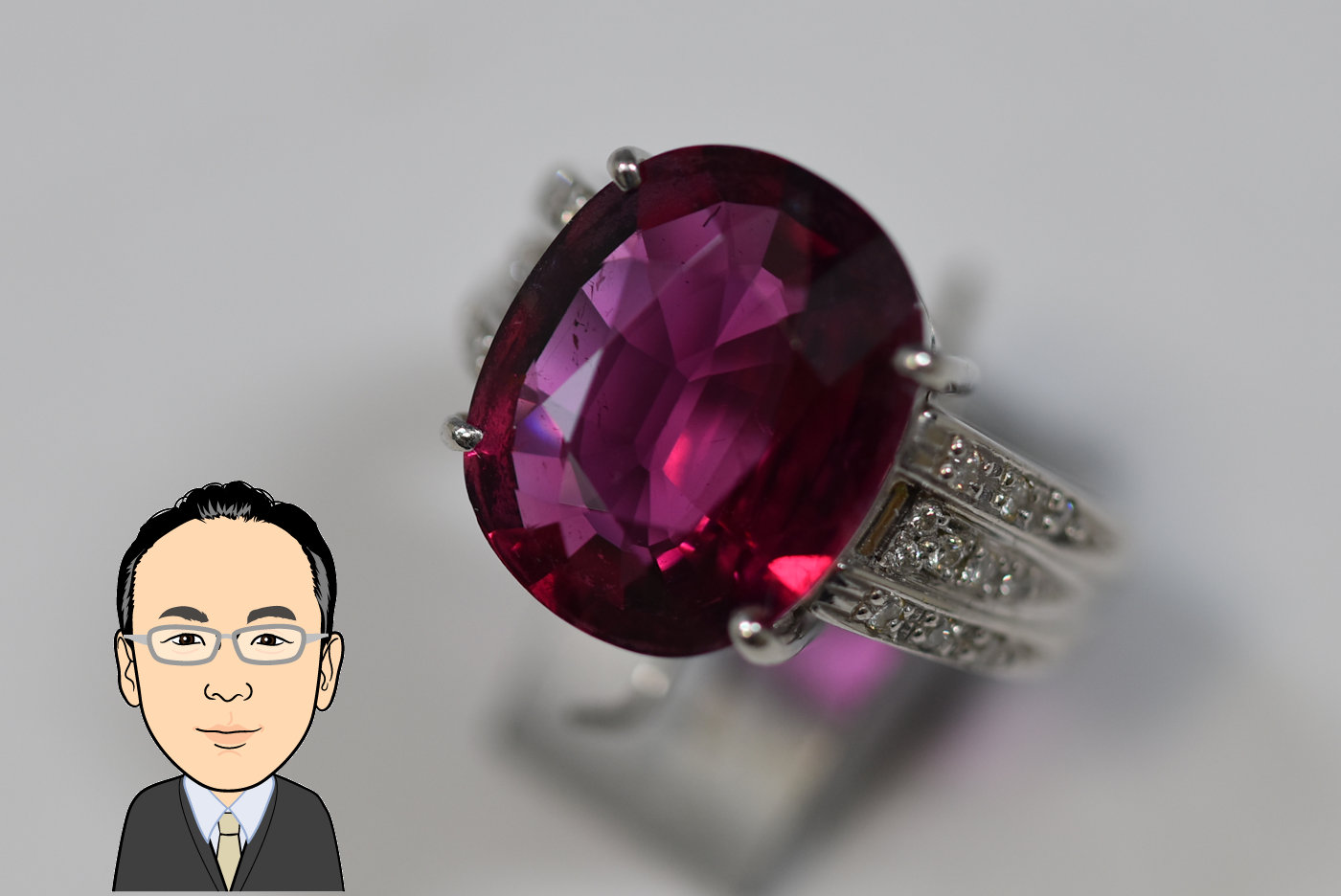 Pt900 【プラチナ】ピンクトルマリン ダイヤモンド 指輪 画像1