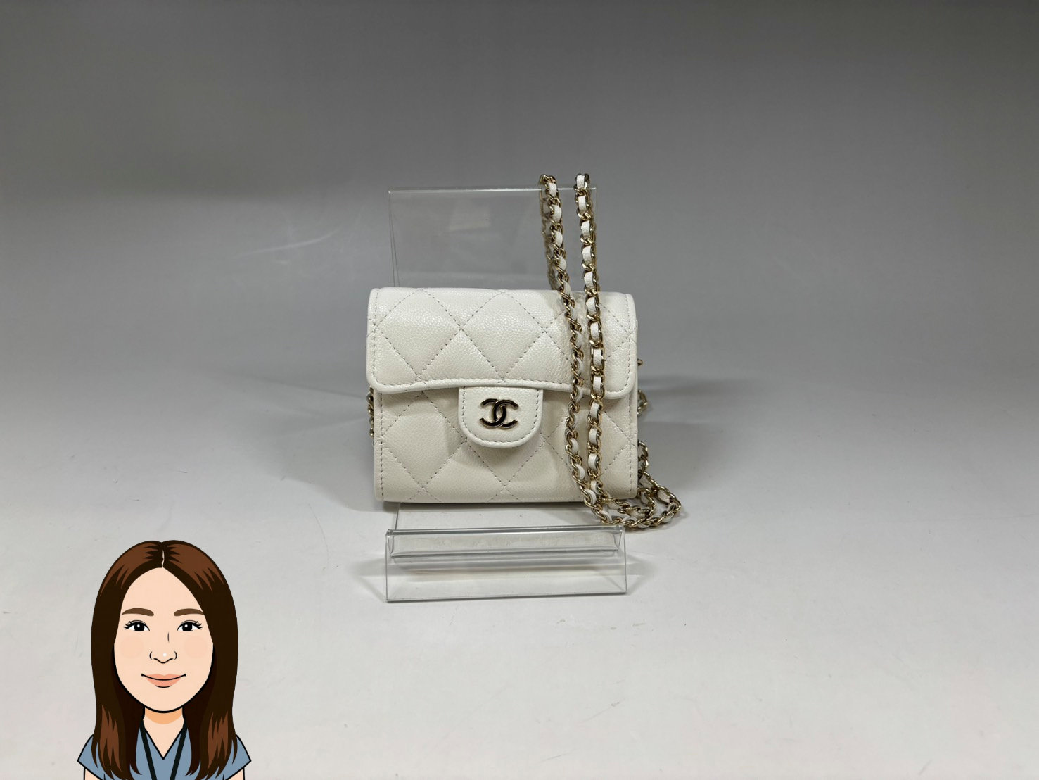 CHANEL 【シャネル】 キャビアスキン ミニチェーンウォレット 画像1