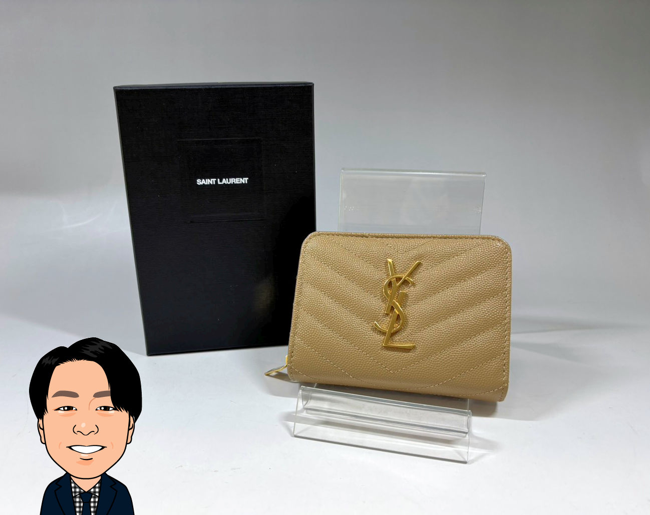SAINT LAURENT 【サンローラン】 型押し革 2つ折り財布 画像1