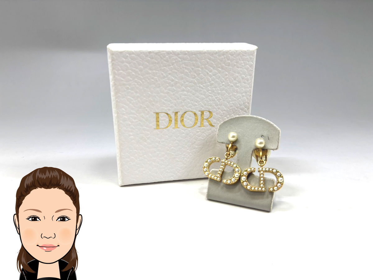 C.Dior 【ディオール】 GP フェイクパール ロゴ イヤリング 画像1