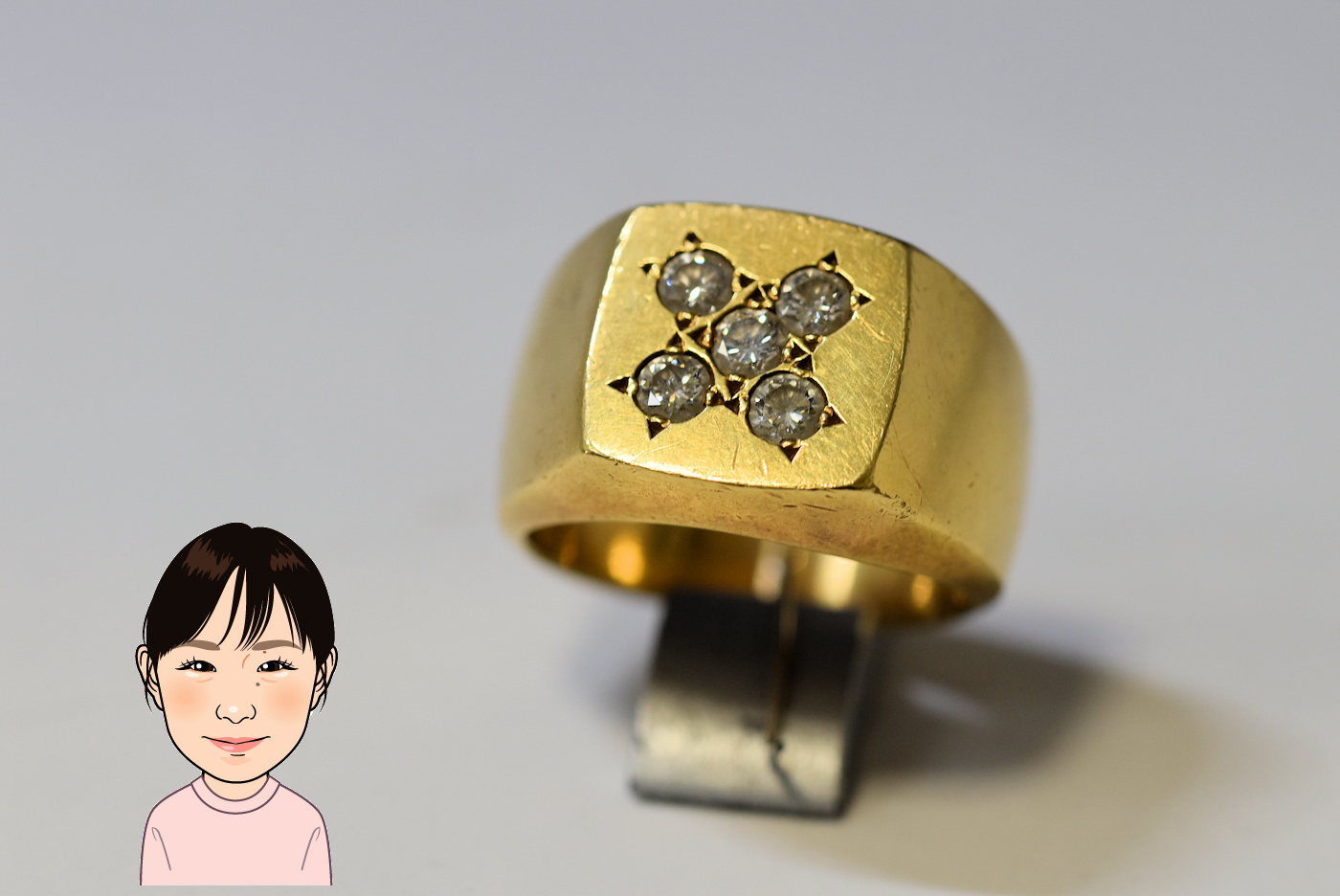 K18 ダイヤモンド 印台指輪 画像1