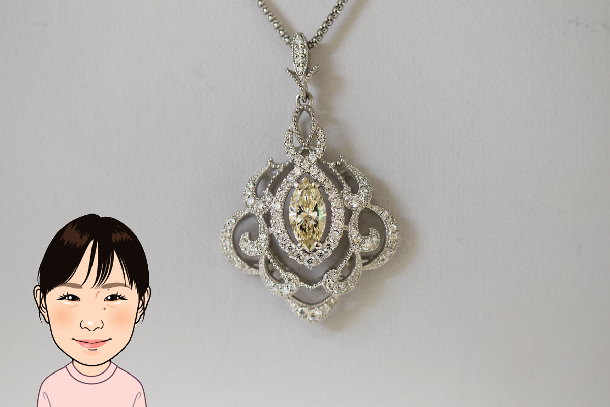 Pt850/900 【プラチナ】 イエローダイヤモンド ネックレス 画像1