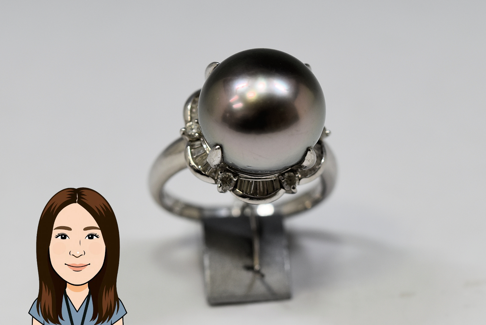 Pt900 【プラチナ】 パール ダイヤモンド 指輪 画像1