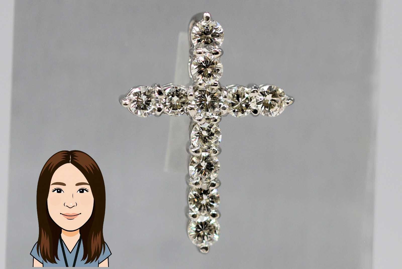 Pt900 【プラチナ】 ダイヤモンド クロス先 画像1