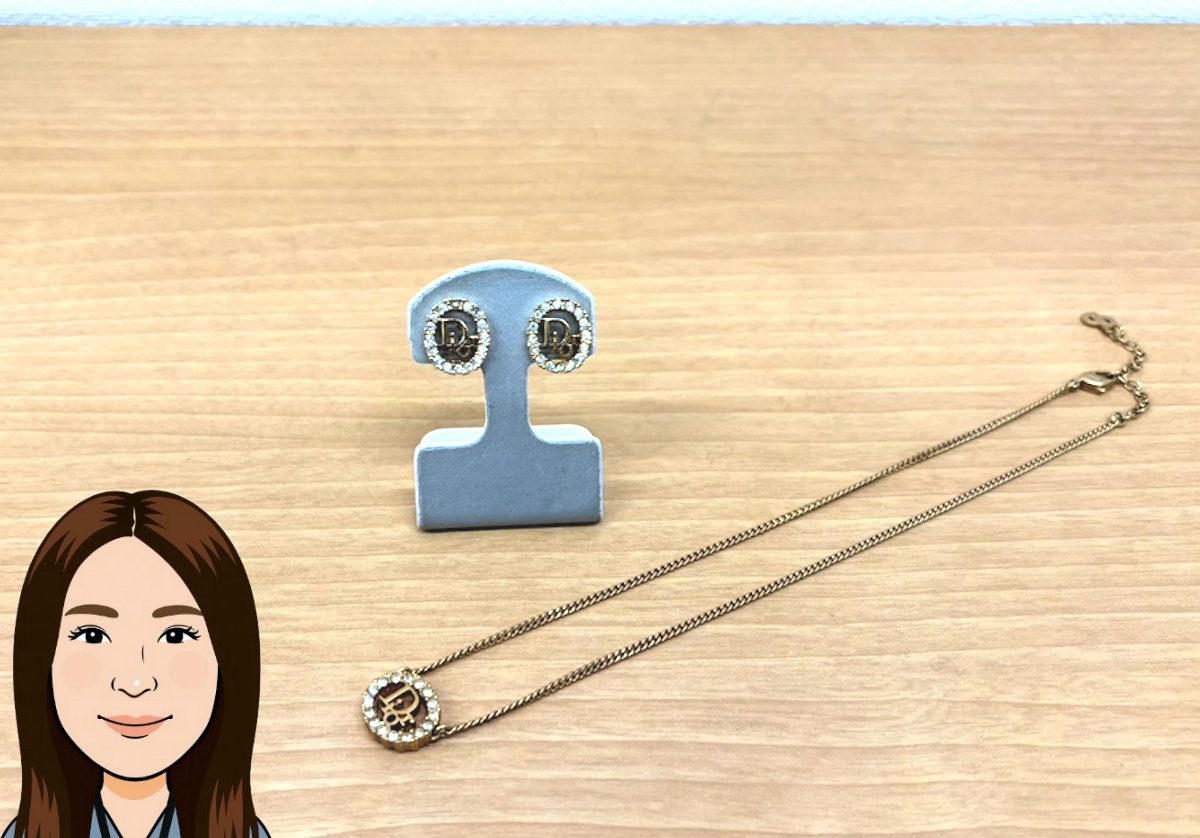 C.Dior 【クリスチャンディオール】 GP ストーン付き ネックレス& イヤリング 画像1