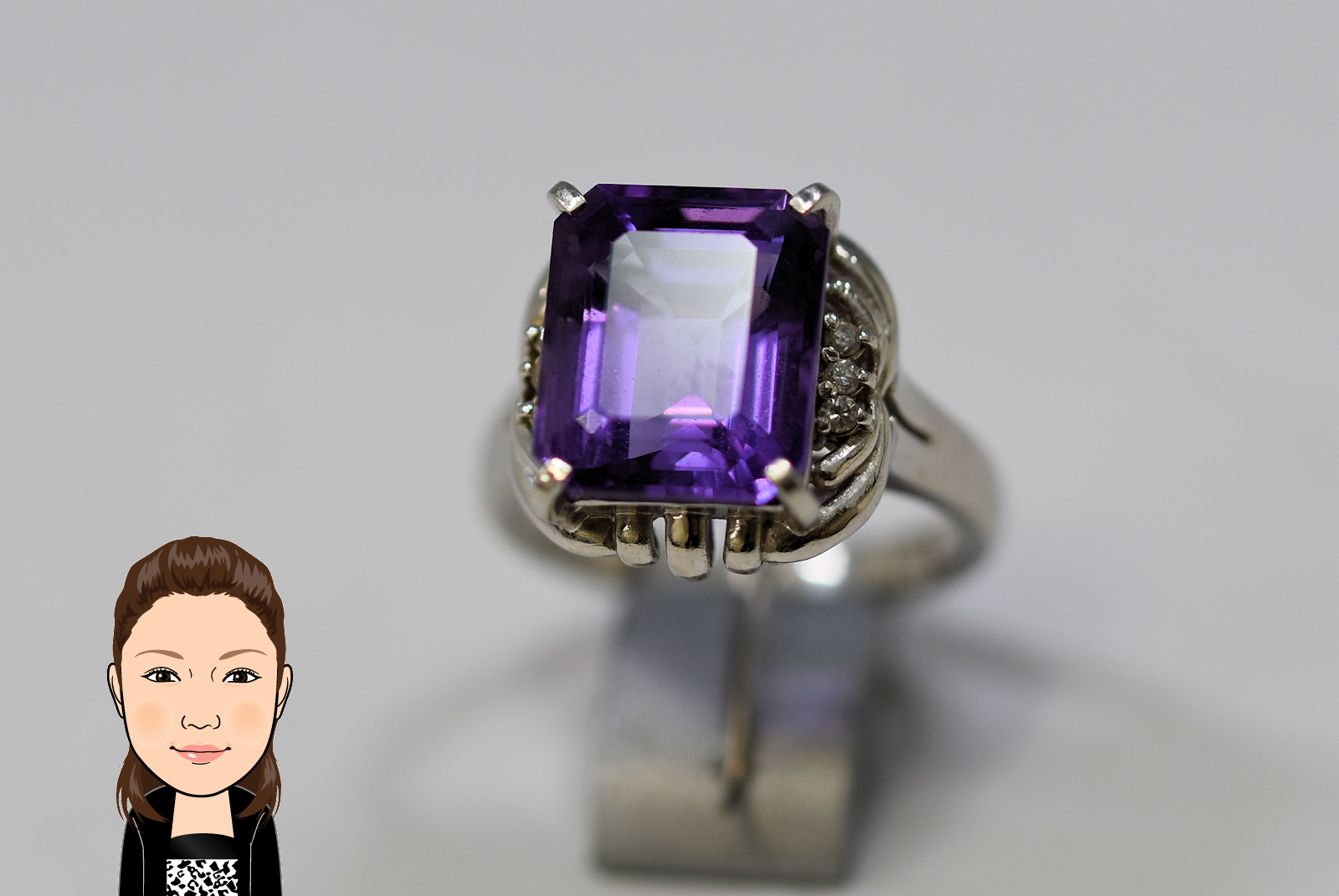 Pt900 【プラチナ】 アメジスト ダイヤモンド 指輪 画像1