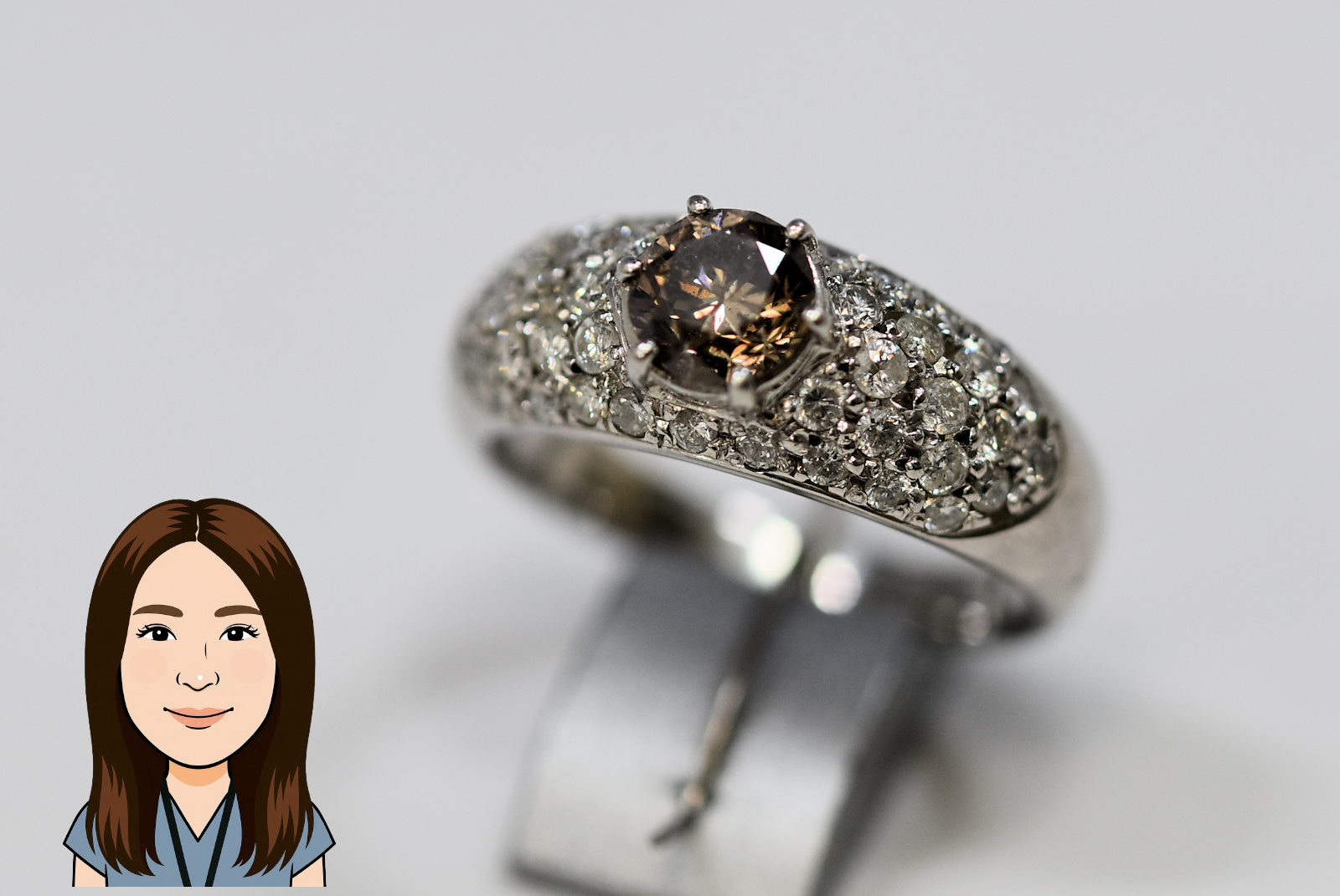 PT900 【プラチナ】 ブラウンダイヤモンド 指輪 画像1