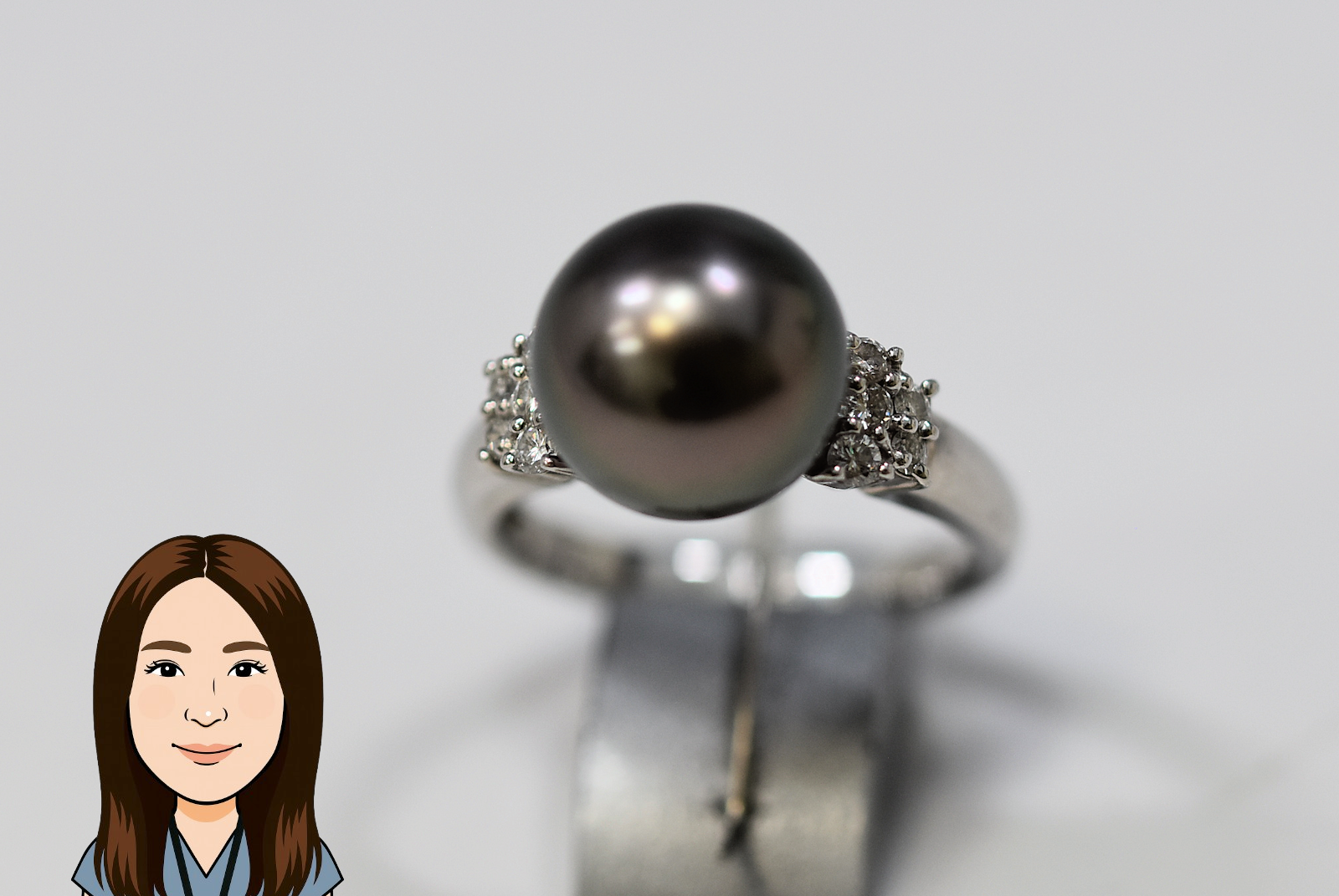 Pt900 【プラチナ】 パール ダイヤモンド 指輪 画像1